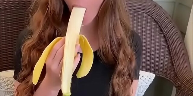 banana,blowjob,long hair,redhead