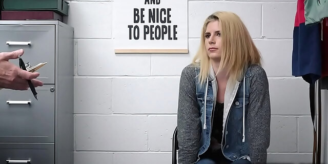 ass,blonde,blowjob,caught,fingering,licking,office,pussy,shoplyfter,small tits,teen